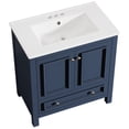 thumbnail image 3 of Fnova 30" Modern Bathroom Vanity with Sink, Freestanding Bathroom Vanities Cabinet, Bathroom Sink Cabinet with 2 Doors and 1 Drawer, Solid Wooden Frame, Navy Blue, 3 of 12
