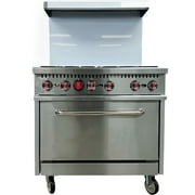 36-Inch Gas Oven Range 6-Burner, Heavy-Duty Oven Ranges 210,000 BTU Commercial Range for Kitchen Restaurant, NSF