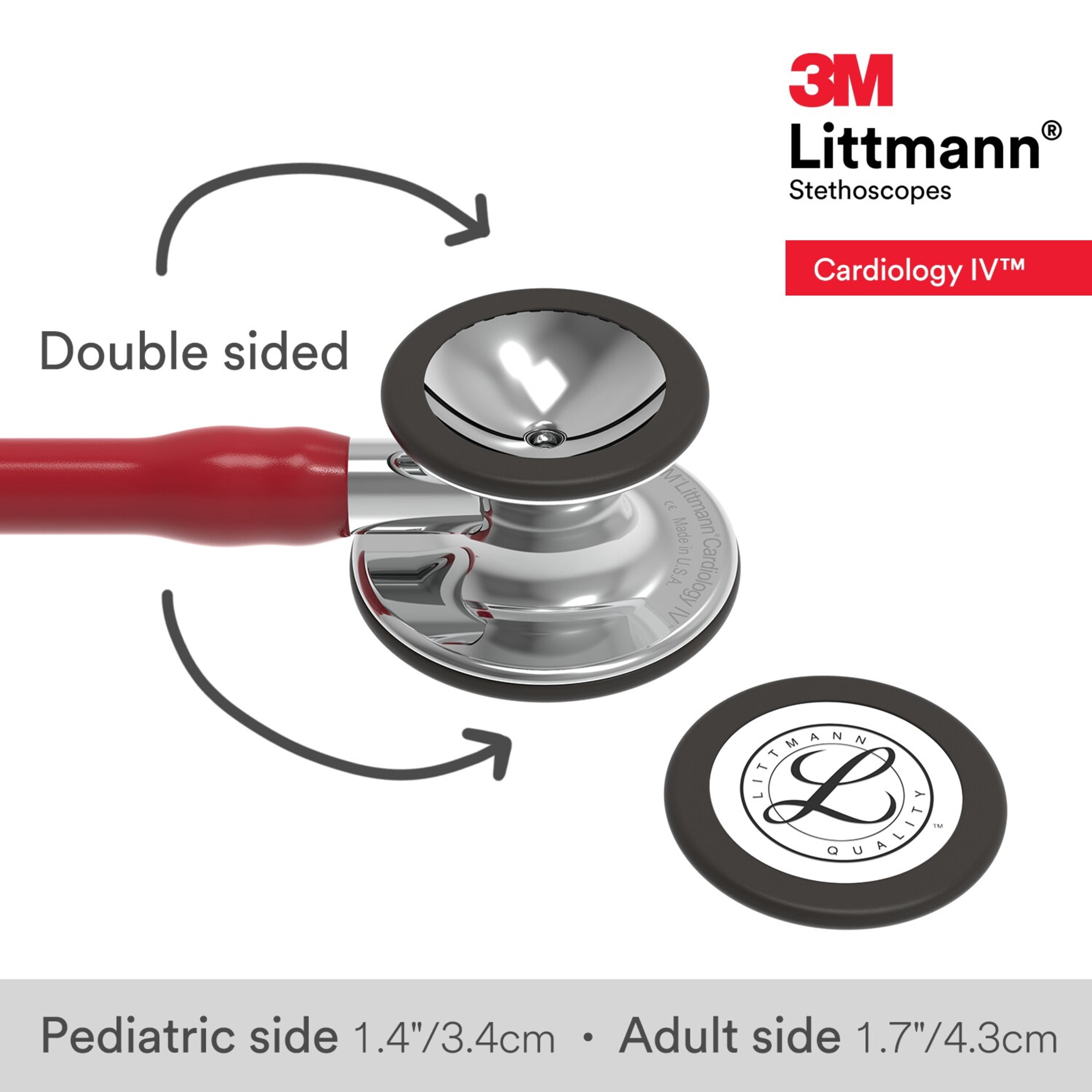3M Littmann Cardiology IV Diagnostic Stethoscope, Stainless Steel Mirror-Finish Chestpiece, 27" Burgundy Tube, Mirror Stem