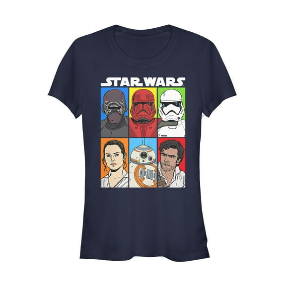 Junior's Star Wars: The Rise of Skywalker Character Grid Graphic Tee Navy Blue Medium