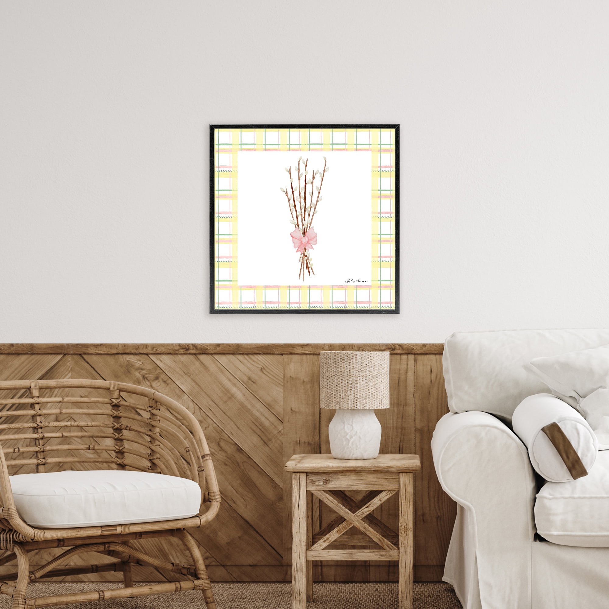 Pastel Spring Pussy Willow Black Framed Giclee Art, design by Lee Ann Sanders