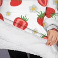 thumbnail image 3 of Oversized Wearable Blanket Hoodie,Strawberry Plants Fruit Flowe Sherpa Blanket Hoodie with Super Pockets,Super Warm Fuzzy Pullover for Women & Men, 3 of 6