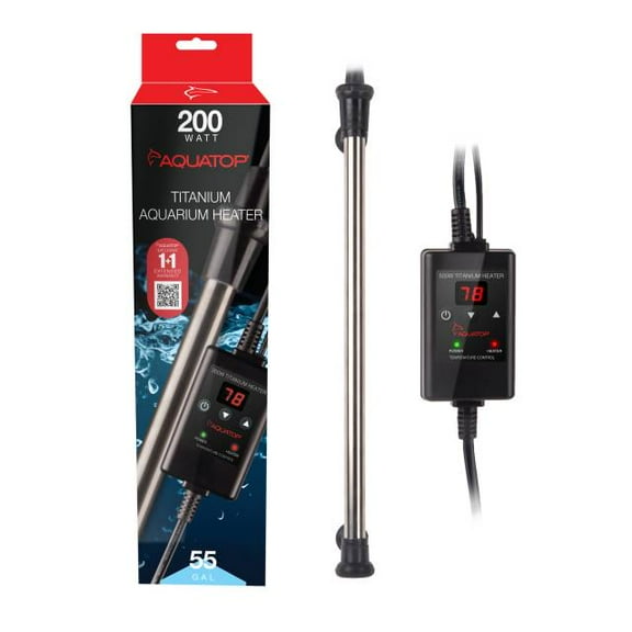 Aquatop 200 Watt Titanium Aquarium Heater with Digital Controller for Fish Tanks up to 55 Gallons, TH-C200