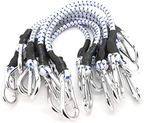 (Pack of 10) 12-Inch Heavy Duty Bungee Cords with 3" Zinc-Galvanized Steel Carabiner Hooks (10mm Diameter) BTD12H - Sold by Ucostore Only