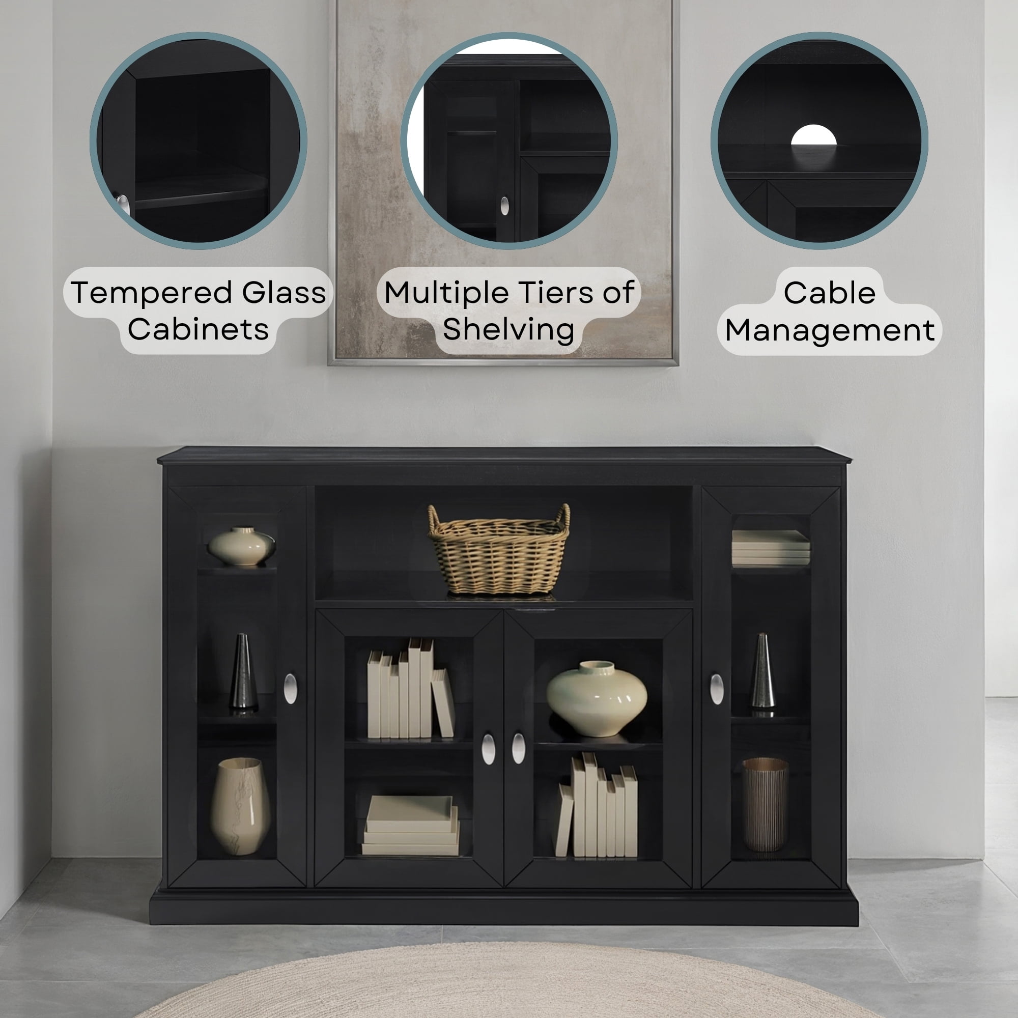 Convenience Concepts Summit Highboy TV Stand with Storage Cabinets and Shelves for TVs up to 60 inches