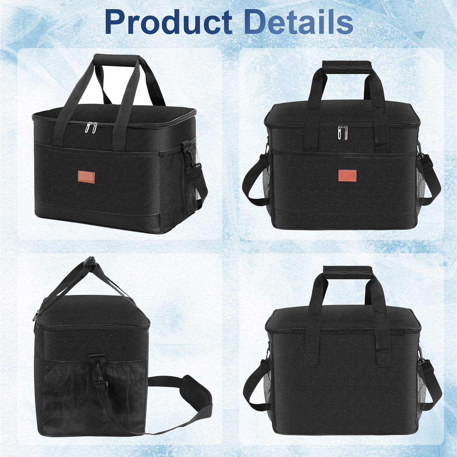 Qunler Extra Large Soft Sided Cooler Bag, 48 Can/30L Leakproof Portable Travel Beach Camping Picnic Insulated Coolers Bag, 37qt, Black