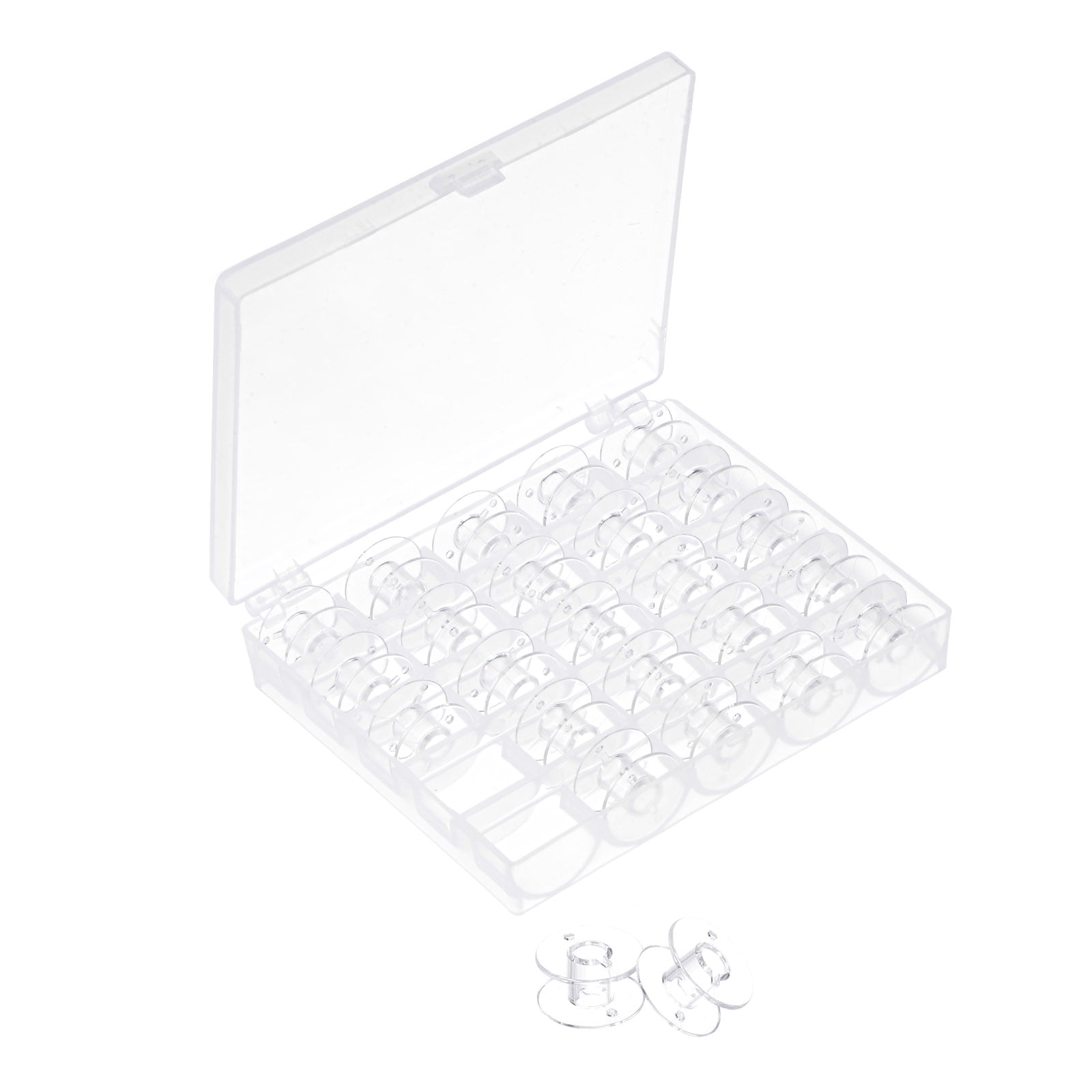 Plastic Bobbins Set Standard Sizes with 25 Compartments Box for Sewing