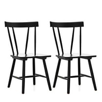 Resenkos Windsor Style Armless Chairs with Solid Rubber Wood Frame-Black