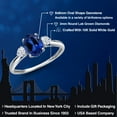 thumbnail image 2 of Gem Stone King 10K White Gold Blue Created Sapphire and White Zirconia 3-Stone Ring for Women | 1.82 Cttw | Oval 8X6MM | Gemstone September Birthstone | Size 6, 2 of 6