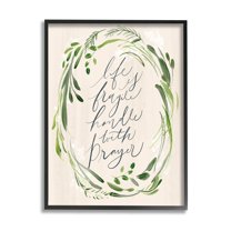 Stupell Industries Religious Prayer Phrase Script Botanical Leaf Border Graphic Art Black Framed Art Print Wall Art, Design by Caverly Smith