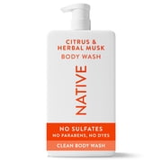 Native Body Wash for Women & Men, Sulfate Free, Naturally Derived Ingredients, Citrus & Herbal Musk, 36 fl oz