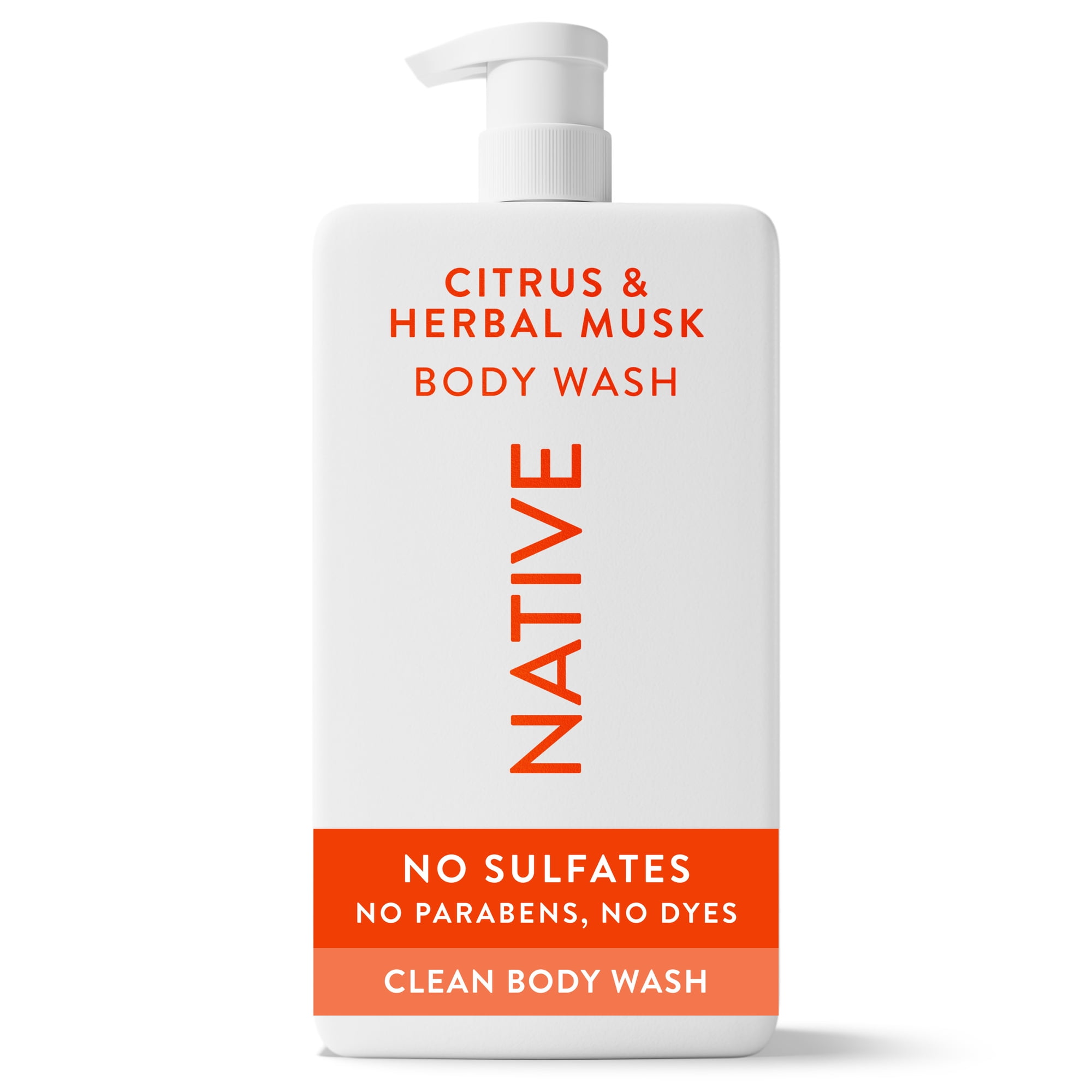 Native Body Wash for Women & Men, Sulfate Free, Naturally Derived Ingredients, Citrus & Herbal Musk, 36 fl oz
