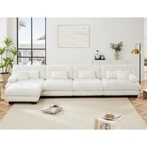 Newboti Furniture Free Combination, Modular Sectional Sofa,L Shaped Couch for Living Room, 4-Seater Comfy Cloud Couch with Convertible Ottoman,, Chenille White 64736