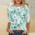 thumbnail image 3 of JTZGDY 3/4 Sleeve Tops for Women Dressy Casual Summer Tie Dye Gradient Color Print T-Shirts Lightweight Comfy Floral Pattern Graphic Tunic Tees Blouse Multicolor#12 XXL, 3 of 6
