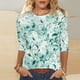 thumbnail image 4 of Mujeres Manga Larga Tops 3/4 Manga Floral Estampado Blusa, Cuello Redondo Camisa Casual para el Uso Diario de la Primavera, 4 of 5