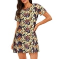 thumbnail image 1 of Disketp Fashion Hippie Girl para Camisón Corto de Manga Corta para Mujeres, Camisón Cómodo con Escote Redondo, Bonito y Confortable, 1 of 6