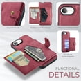thumbnail image 5 of Wallet Case for iPhone 16e with Detachable Card Holder Slots, Premium PU Leather Slim Protective Cover with Back Kickstand Magnetic Closure, Shockproof Phone Case for iPhone 16e, Red, 5 of 8