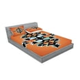 thumbnail image 2 of Ambesonne Tribal Fitted Sheet & Pillow Sham Set, Native Aztec Rhombus Art, Queen, Orange Black Pale Blue, 2 of 2