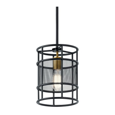 

Kichler 43597 Piston 1 Light 8 Wide Cage Mini Pendant - Black