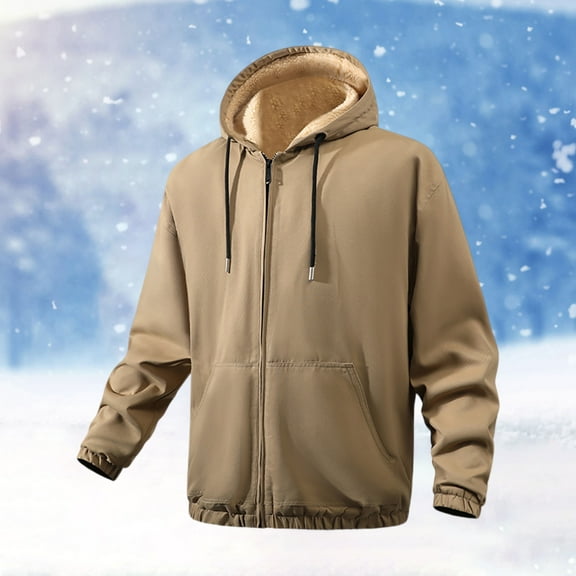 TIANZEN Men's Autumn And Winter Lined Thick Outdoor Sporty Casual Style Printed Hooded Jacket Outerwear Nylon Jacket Men Mens Coat Winter Jacket for Men Tall