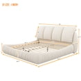 thumbnail image 7 of Beige Velvet King Bed with Plush Upholstery & Thick Padded Headboard, 7 of 7