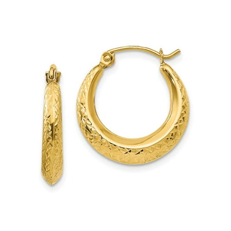 14k Yellow Gold Madi K Childrens Textured Hoop Earrings 19x18 mm