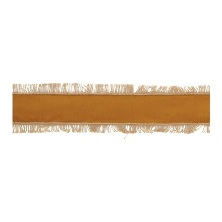 Melrose Fringed Wired Craft Ribbon - 2.5" x 10 Yards - Orange and Beige