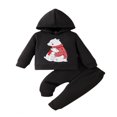 thumbnail image 1 of Gibobby Conjunto de Sudadera y Leggings de Lana Bebé recién nacido Bebé Unisex Algodón Estampado de animales Otoño Pantalones de manga larga Sudadera con capucha(Negro,6-9 Meses), 1 of 5
