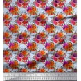 thumbnail image 1 of Soimoi Blue polyester Crepe Fabric Peony & Anemone Floral Print Fabric by the Yard 52 Inch Wide, 1 of 3