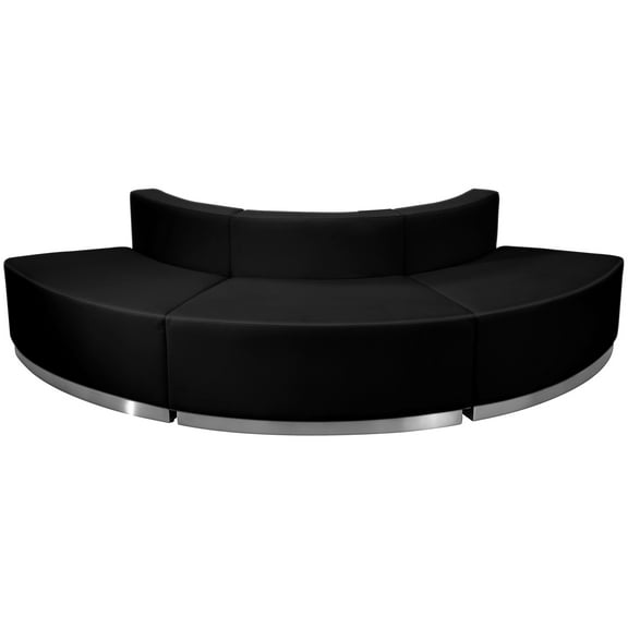 Emma   Oliver Leather Indoor Reception Seating, Black (Set of 3)