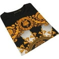 thumbnail image 2 of Men LAVERITA European Fashion Crew Shirt Rhine Stones Crown Florals 12089 Black, 2 of 9