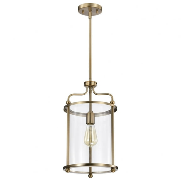 Nuvo Lighting Yorktown 1 Light Pendant Burnished Brass Finish Clear Glass - Burnished Brass