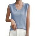 thumbnail image 4 of Zynviq Tank Tees Women Knitted Relaxed Fit Polyester Scoop Neck Sweater Vest Summer Going Out Tops for Ladies 2XL, 4 of 5