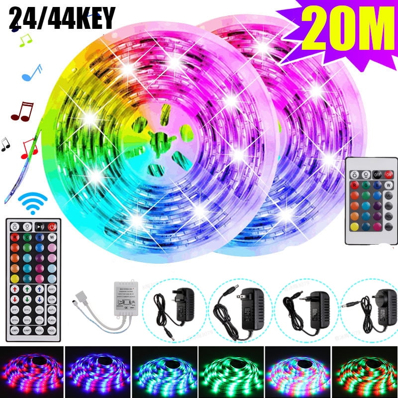 20M/65.6FT LED Strip Lights Color Changing Light Strips with 44Keys IR