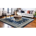 thumbnail image 2 of Unique Loom Taftan Collection Border Geometric Tribal Inspired Design Area Rug, 8 ft, Navy Blue/Gold, 2 of 2