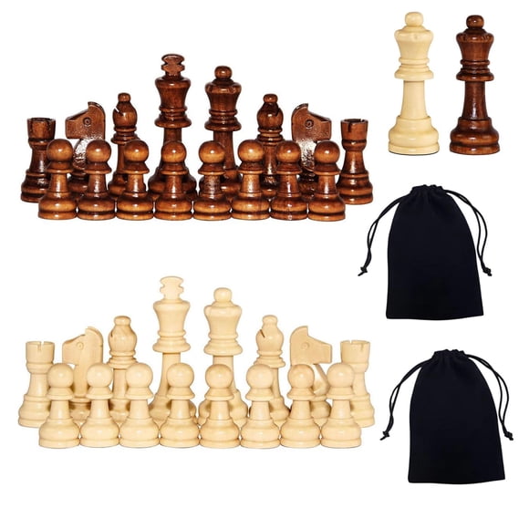Chess Pieces Baspoum Style Staunton, madera, tamaño king, 3 cm, con bolsa