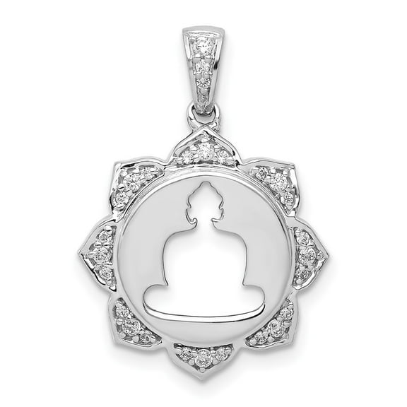 Auriga Fine Jewelry 14K White Gold Diamond Buddha Pendant for Women