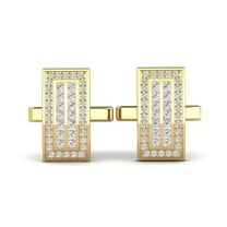 2.00CT Princess Cut Simulated Diamond 925 Silver Men's Wedding Cufflinks In 14k Yellow Gold Plated
