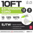 thumbnail image 2 of Iron Forge Cable 10 Foot Lighted Outdoor Extension Cord with 3 Outlets - 12/3 SJTW Heavy Duty Light Green Extension Cable 3 Prong - Multiple Outlets, 2 of 7