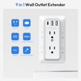 thumbnail image 2 of Wall Outlet Extender Surge Protector, 6 Outlet Extender with 3 USB Wall Charger (1 USB C), 3-Sided Outlet Splitter for Home, Travel, Dorm Essentials(White), 2 of 7