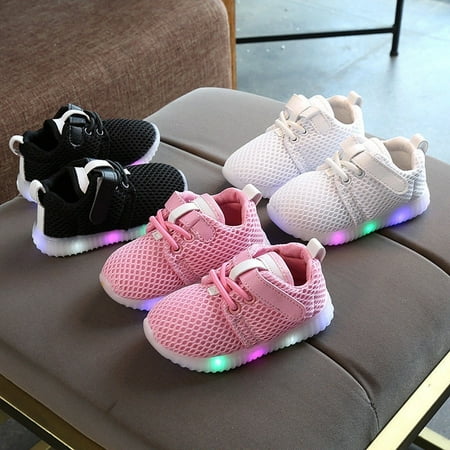 Toddler Kids Baby Boys Girls Light Up Soft Sole Sport Running LED Shoes (Best Light Running Shoes 2019)