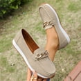 thumbnail image 5 of Women's Platform Loafers Wide Toe Box Fashion Chain Decorated Low Top Dress Shoes Lightweight Slip On Walking Shoes, 5 of 6