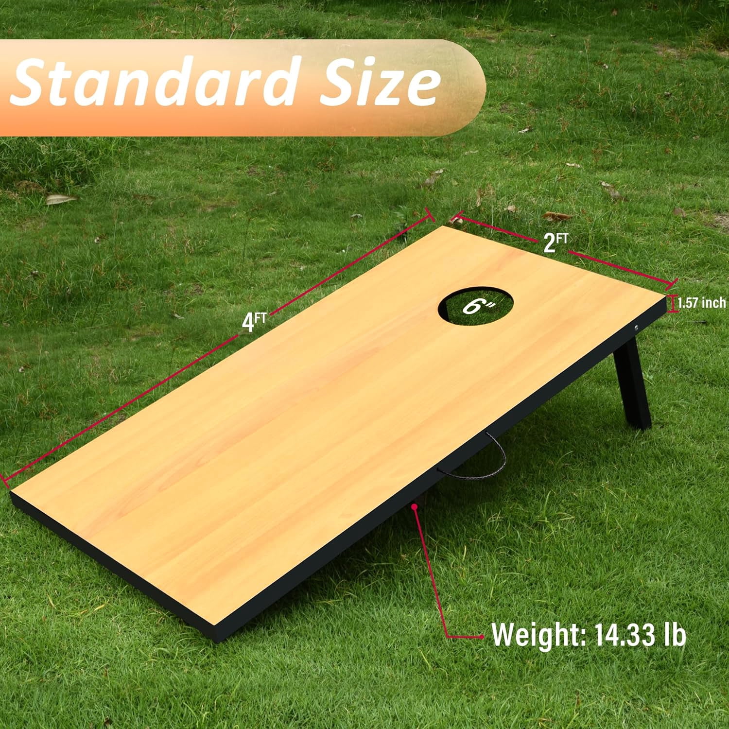 Cometoss Cornhole Set Corn Holes Outdoor Game 4' x 2' Cornhole Boards Bean Bag Toss Game Outdoor for Family Lawn Beach Outside Activities,Include 8 Bean Bag 1 Carrying Bag 47.2 x 23.6 Inch Wood Grain