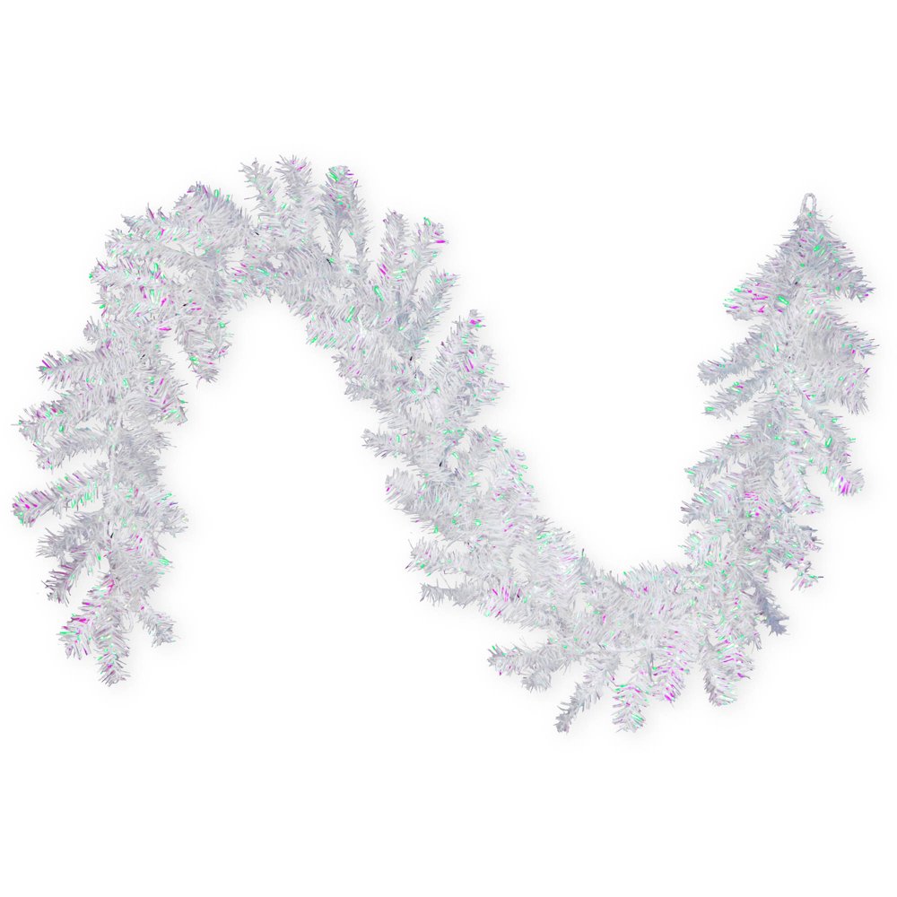 6' White Iridescent Tinsel Garland