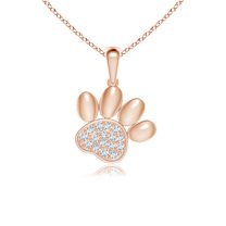 ANGARA Natural pave-Set Diamond Paw Print Pendant in 14K Rose Gold for Women (Size-1.1mm| Color-G| Clarity-VS2) | April Birthstone, Anniversary, Jewelry Gift for Women | Natural Diamond Necklace