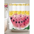 thumbnail image 3 of No Hook Shower Curtain Set with Snap in Liner, Summer Watermelon Lemon Waterproof Bathroom Curtain with See Through Top Window, Watercolor Fruit Art Double Shower Curtains for Bathtub, 3 of 9