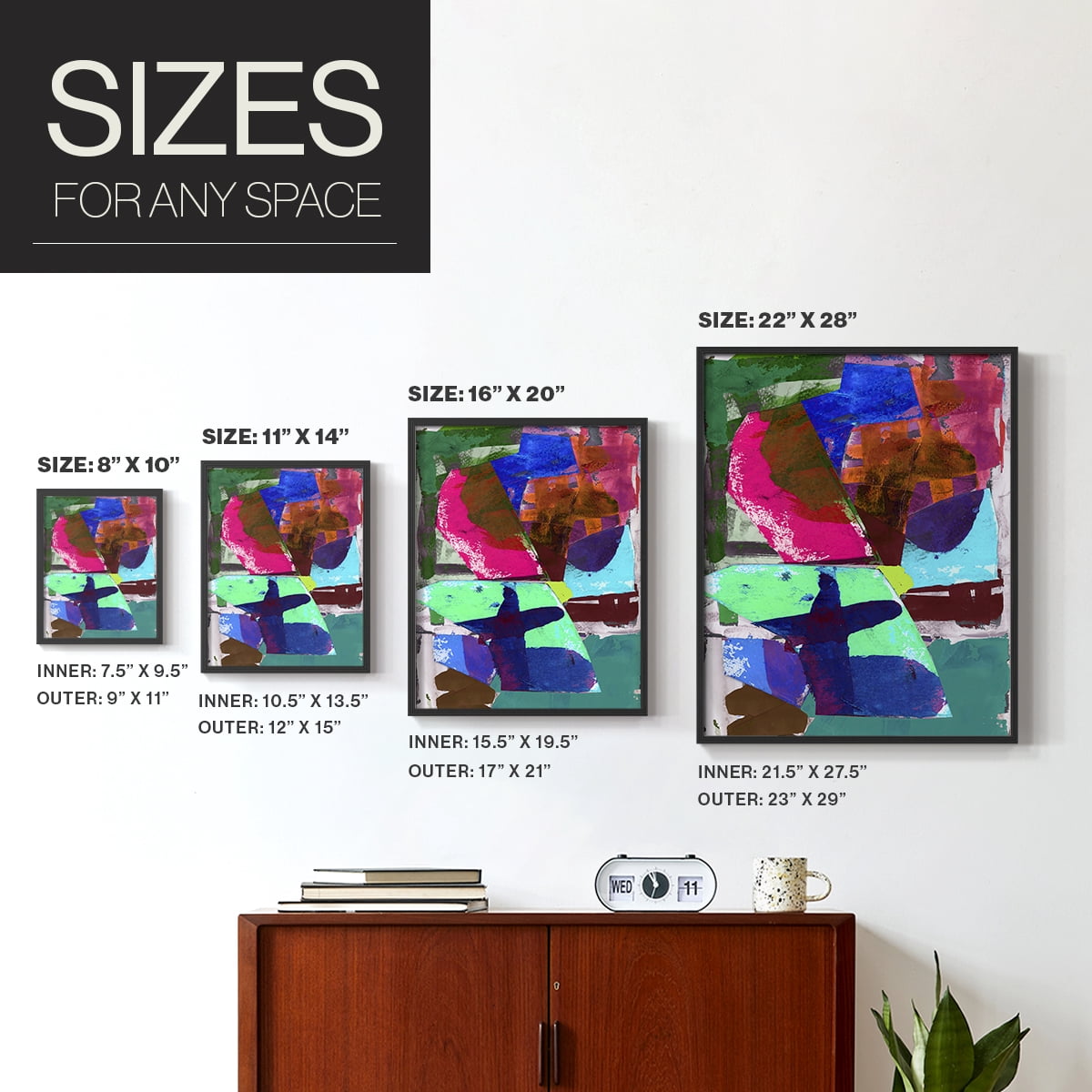 Brights Strokes III Framed Print in Black Solid Wood Framed Print No Nail Hanging