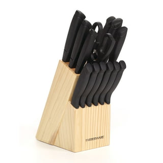 Ginsu Kiso Dishwasher Safe Black 14 Piece Knife Set Block, 9 W x 15 H x  5 D