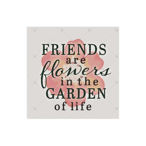 Friends Flowers Life Coral Floral Lattice 12 x 12 Wood Wall Sign Plaque