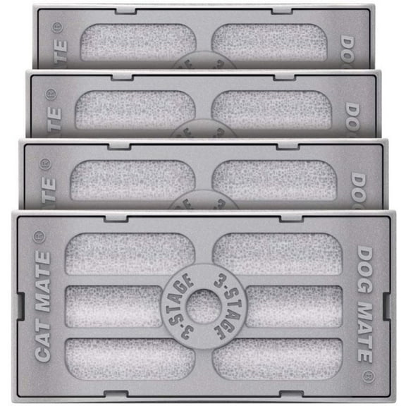 Cat Mate 3-Stage Polymer-Carbon Filter Water Fountain with Replacement Cartridges (4 Pack)
